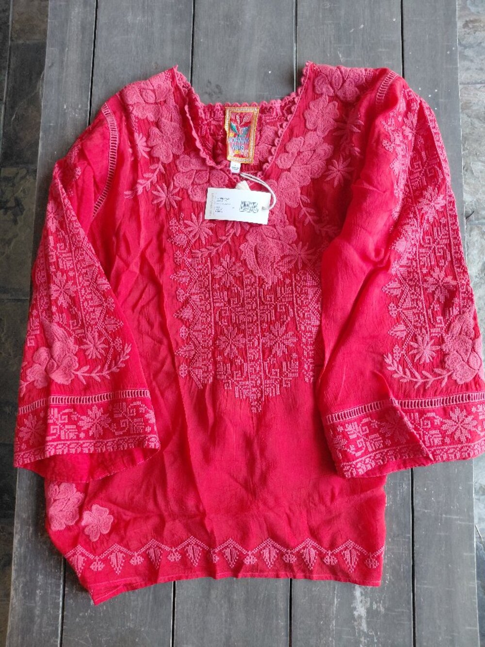 Johnny Was red Riveda tunic NWT L (See inside pics for most accurate color)